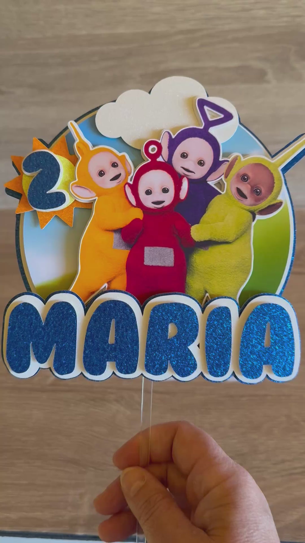 Teletubbies Cake Topper | Custom Name & Age Birthday Decoration