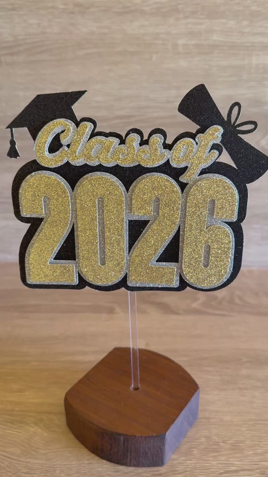 Class of 2026 Graduation Cake Topper | Gold & Silver Glitter