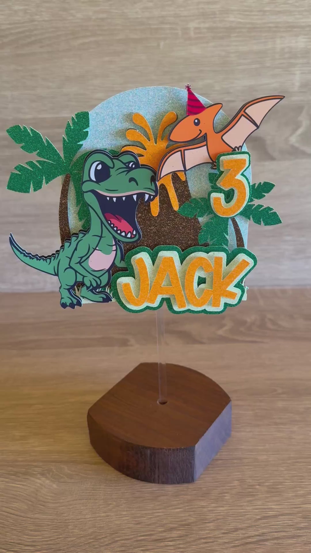 Dinosaur Personalised Cake Topper | Custom Name & Age