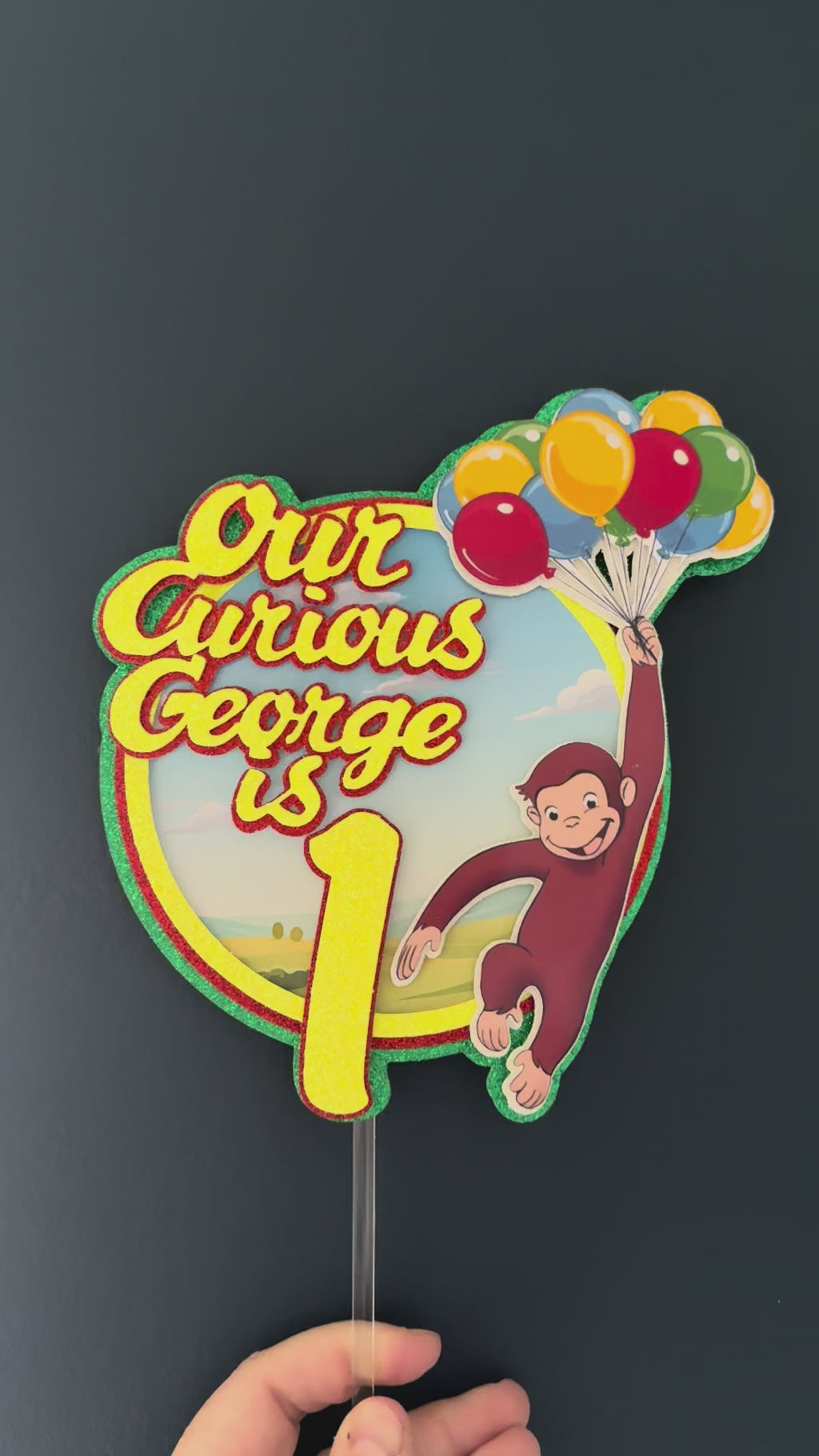 Cheeky Monkey Inspired Personalised Cake Topper | Custom Name & Age