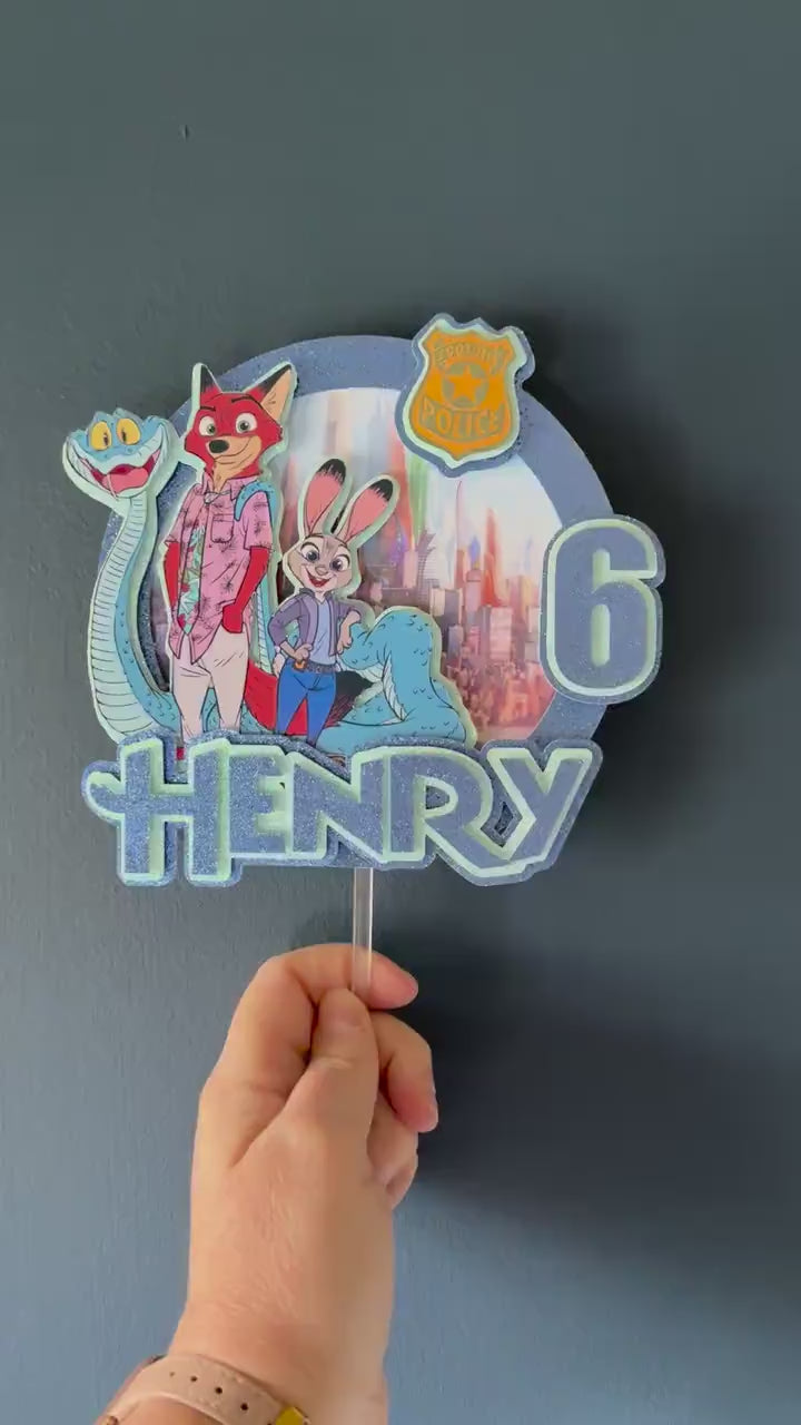 Zootopia 2 Personalised Cake Topper | Custom Name & Age Birthday Decoration