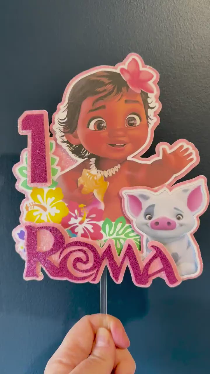 Personalised Tropical Island Princess Cake Topper | Any Name Age Birthday