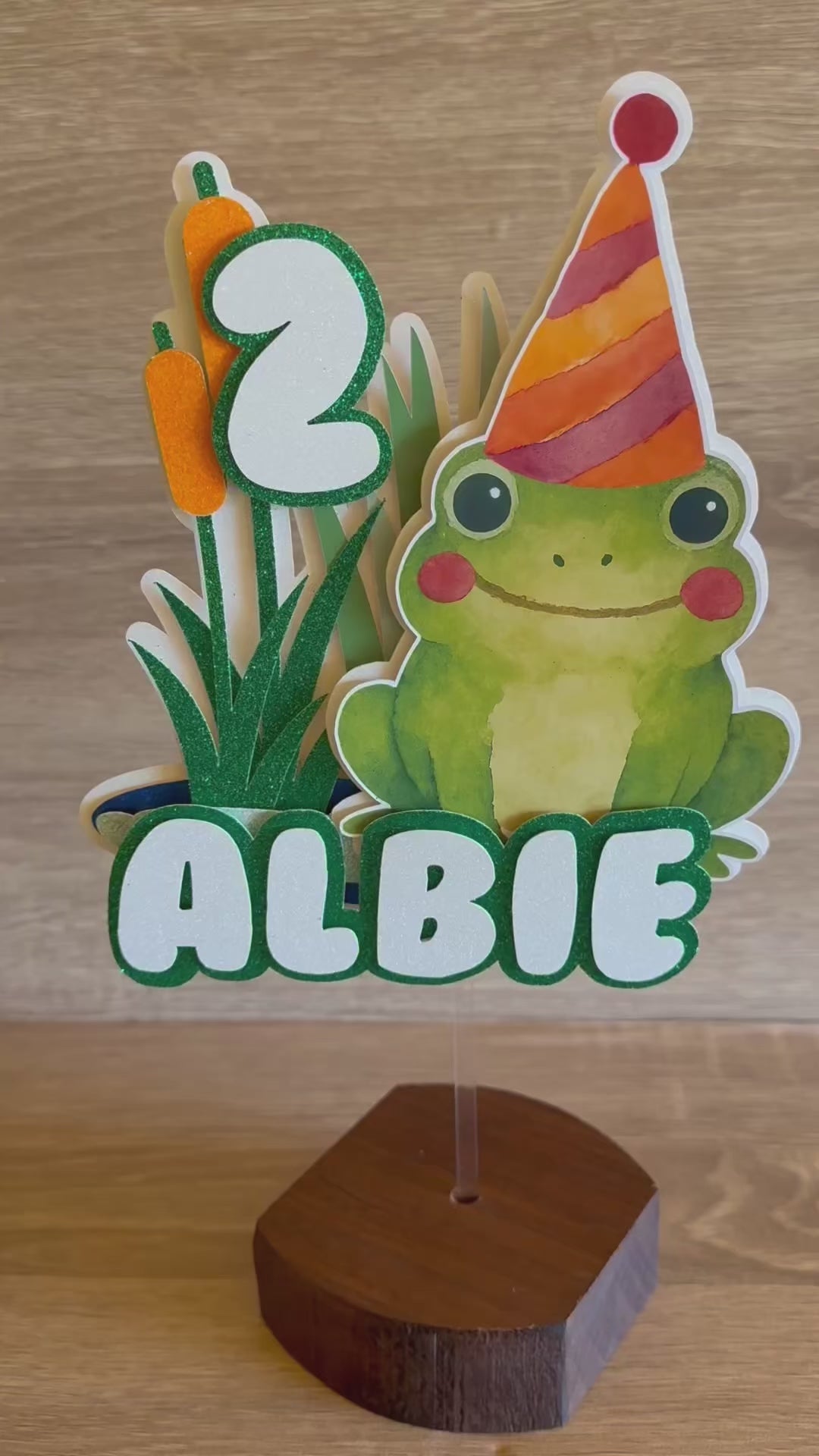 Frog Cake Topper – Personalised Custom Name & Age Birthday Decoration