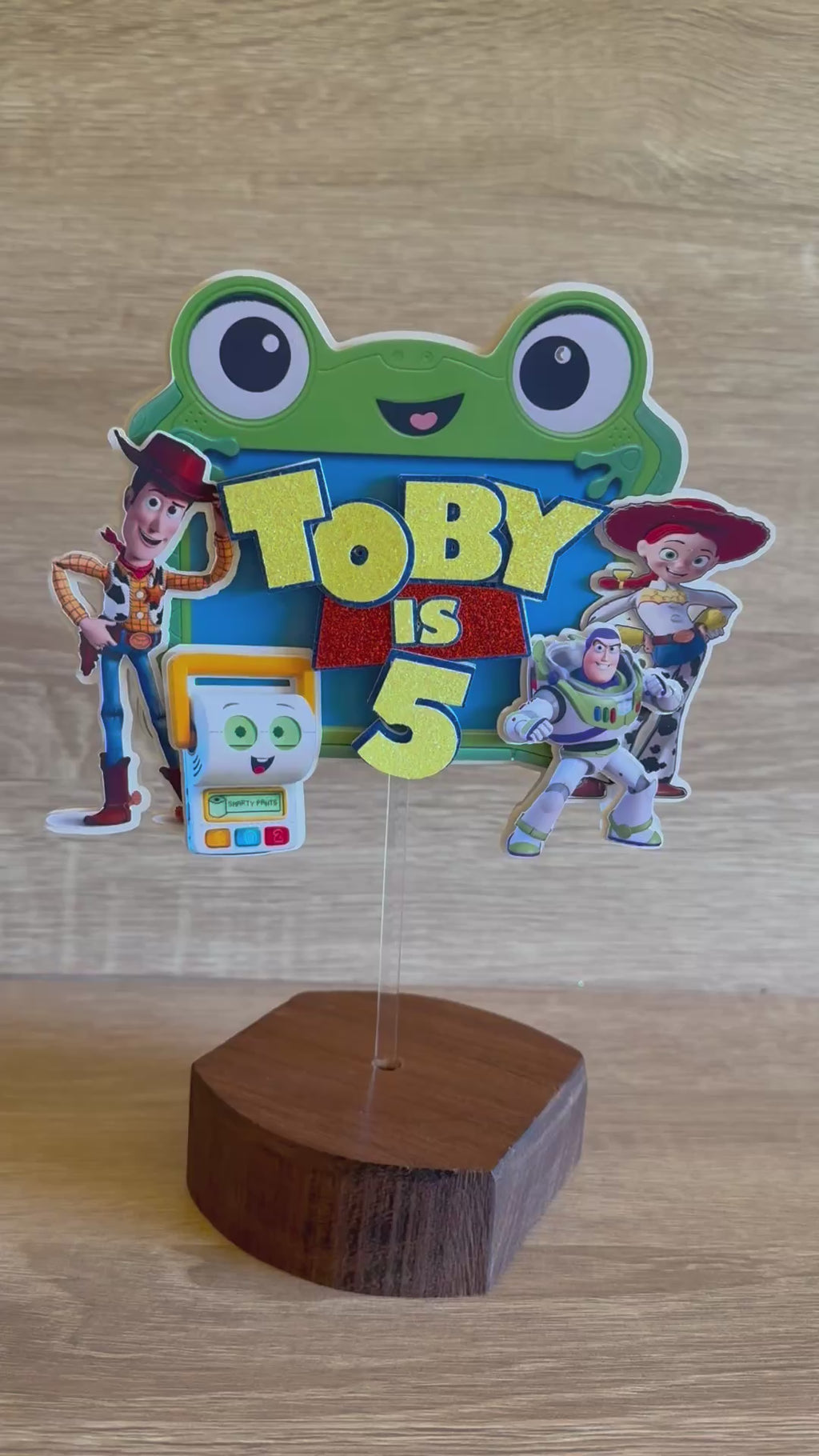 Toy Story 5 Birthday Cake Topper – Personalised Name & Age Decoration