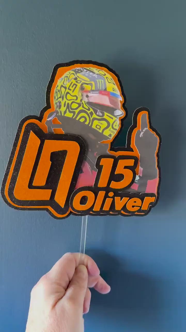 Lando Norris LN4 Personalised Cake Topper | Custom Name & Age Racing Birthday Decoration