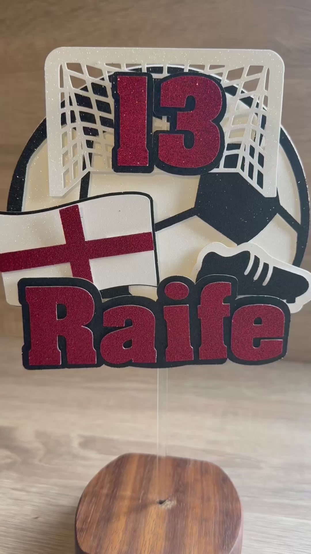England Football Personalised Cake Topper | Custom Name & Age Birthday Decoration