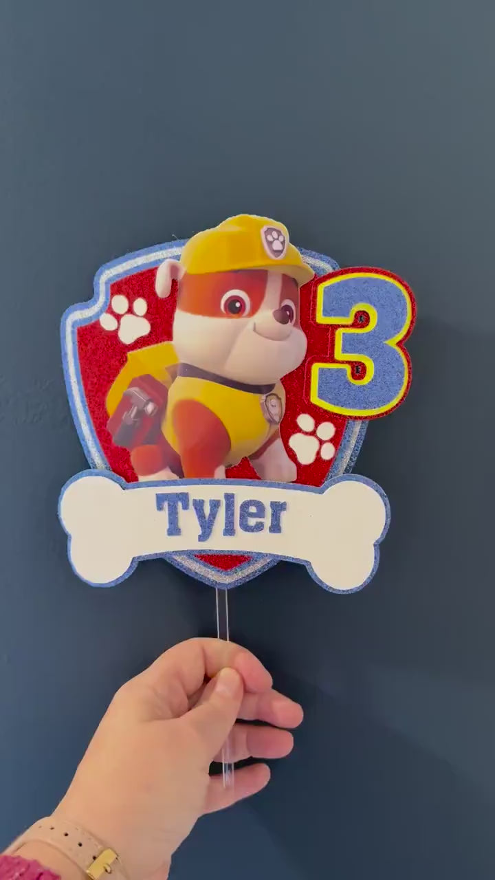 Paw Patrol Personalised Cake Topper | Custom Name & Age Birthday Decoration