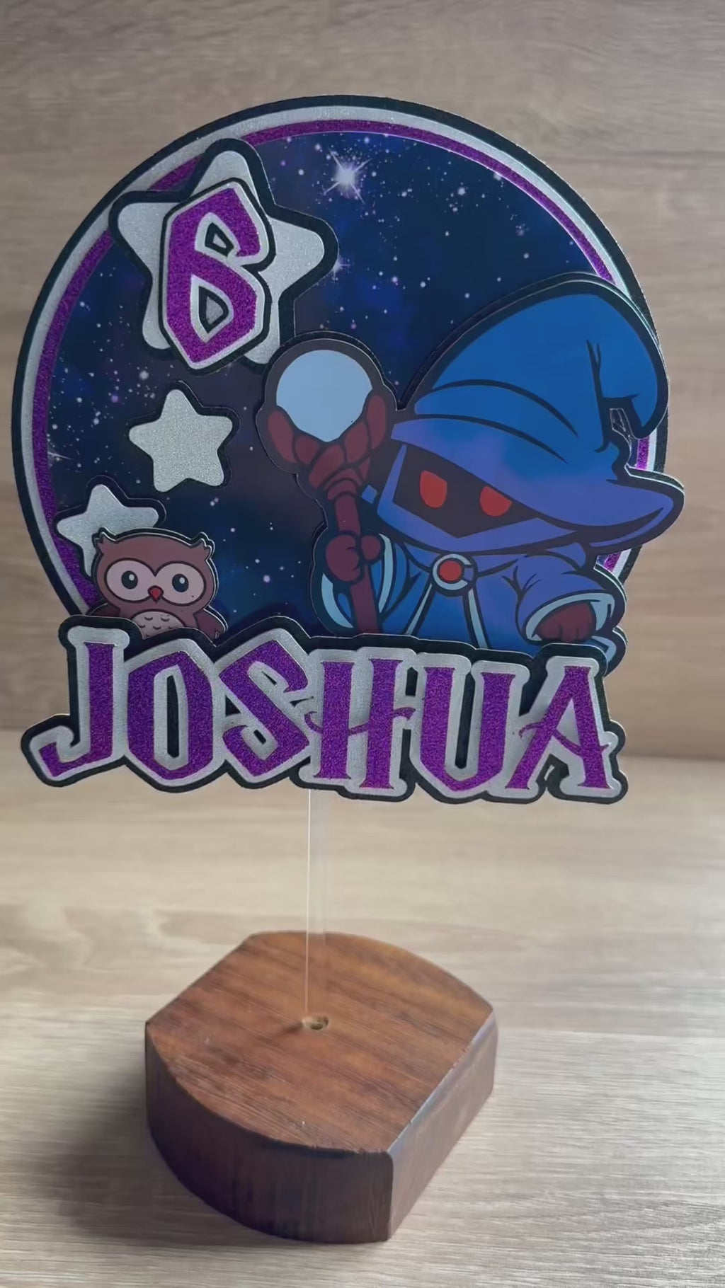 Fantasy Wizard Personalised Cake Topper | Custom Name & Age Birthday Decoration
