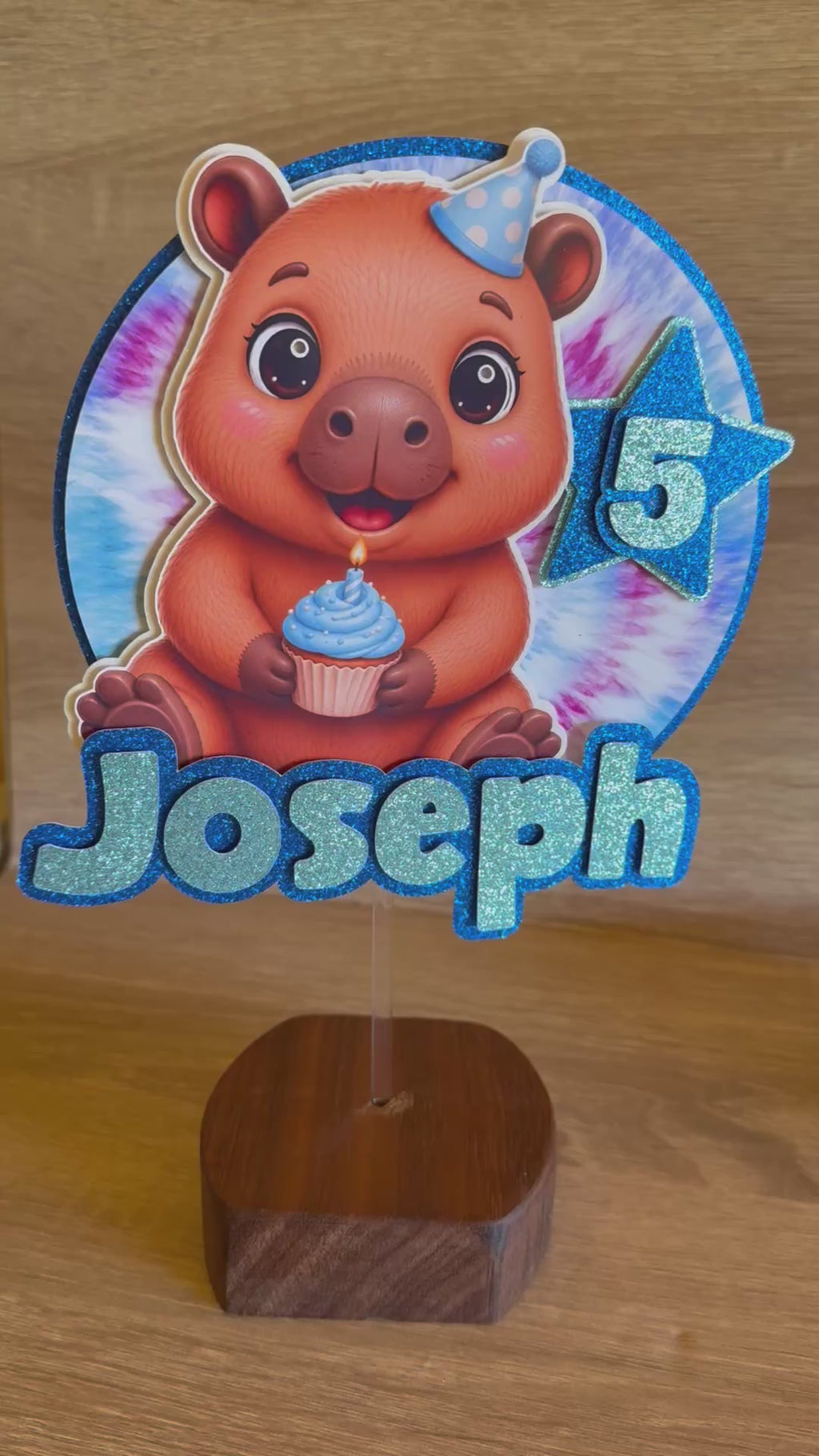 Capybara Birthday Cake Topper | Personalised Name & Age Birthday Decoration