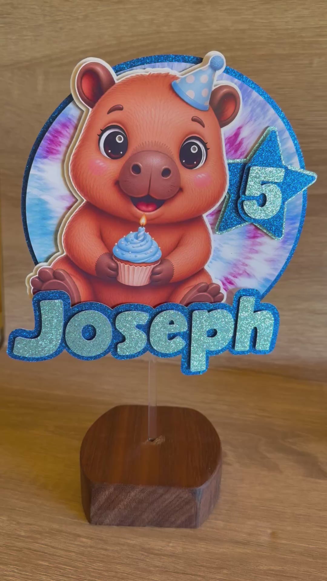 Capybara Birthday Cake Topper | Personalised Name & Age Birthday Decoration