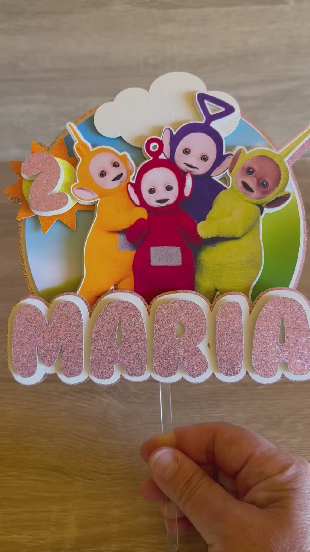 Teletubbies Cake Topper | Custom Name & Age Birthday Decoration