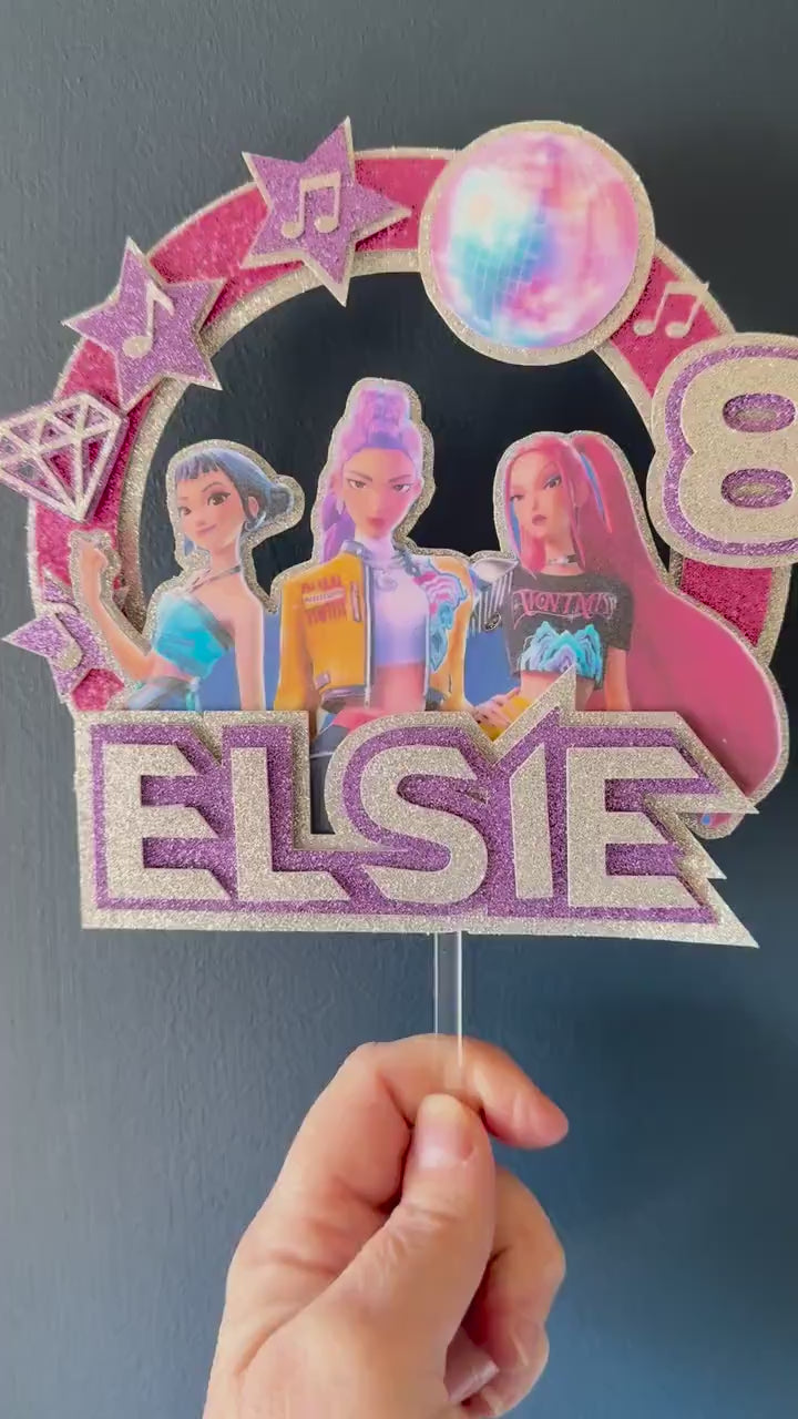 K-Pop Demon Hunters Personalised Cake Topper | Custom Name & Age Birthday Decoration