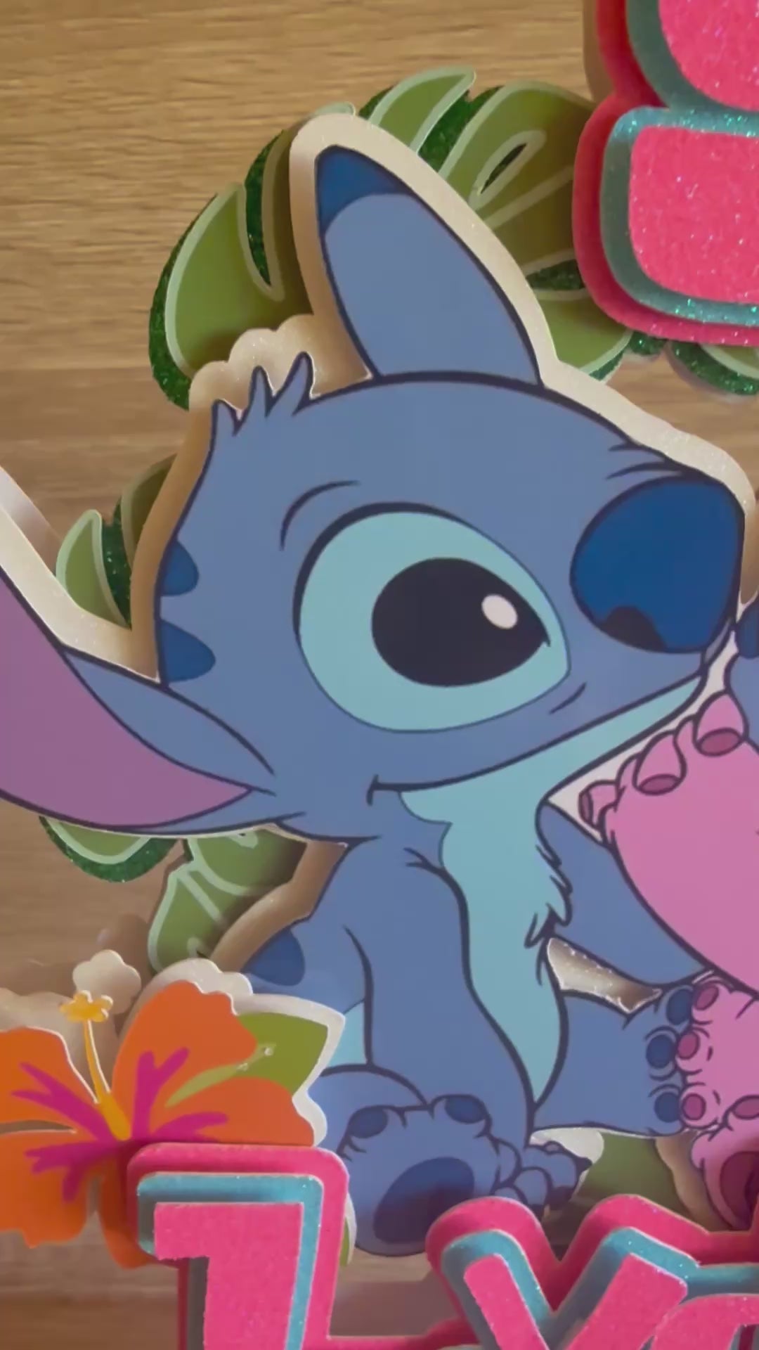 Stitch & Angel Inspired Personalised Cake Topper | Custom Name & Age Birthday Decoration