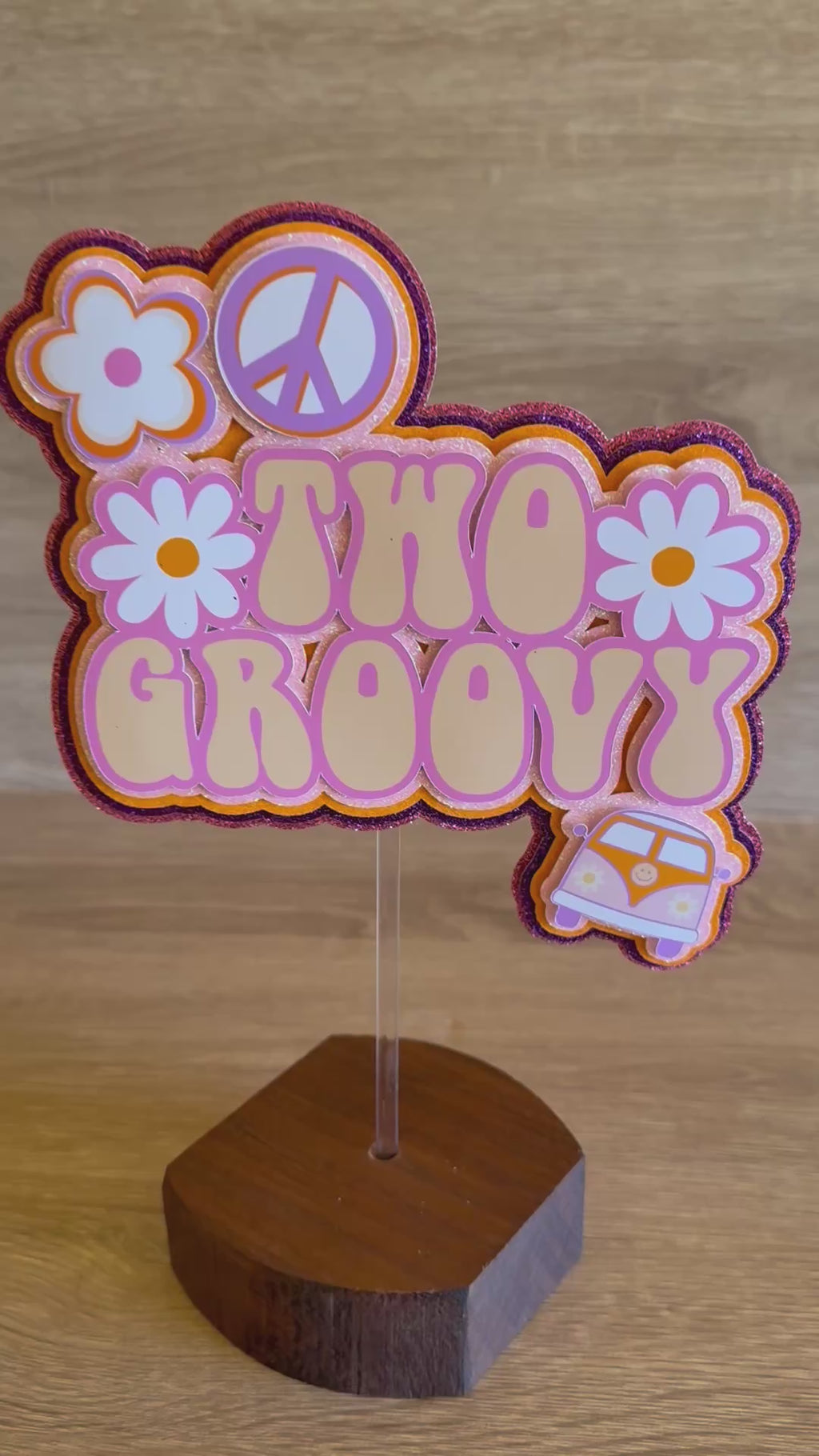 Two Groovy Cake Topper | 2nd Birthday Retro Daisy Party
