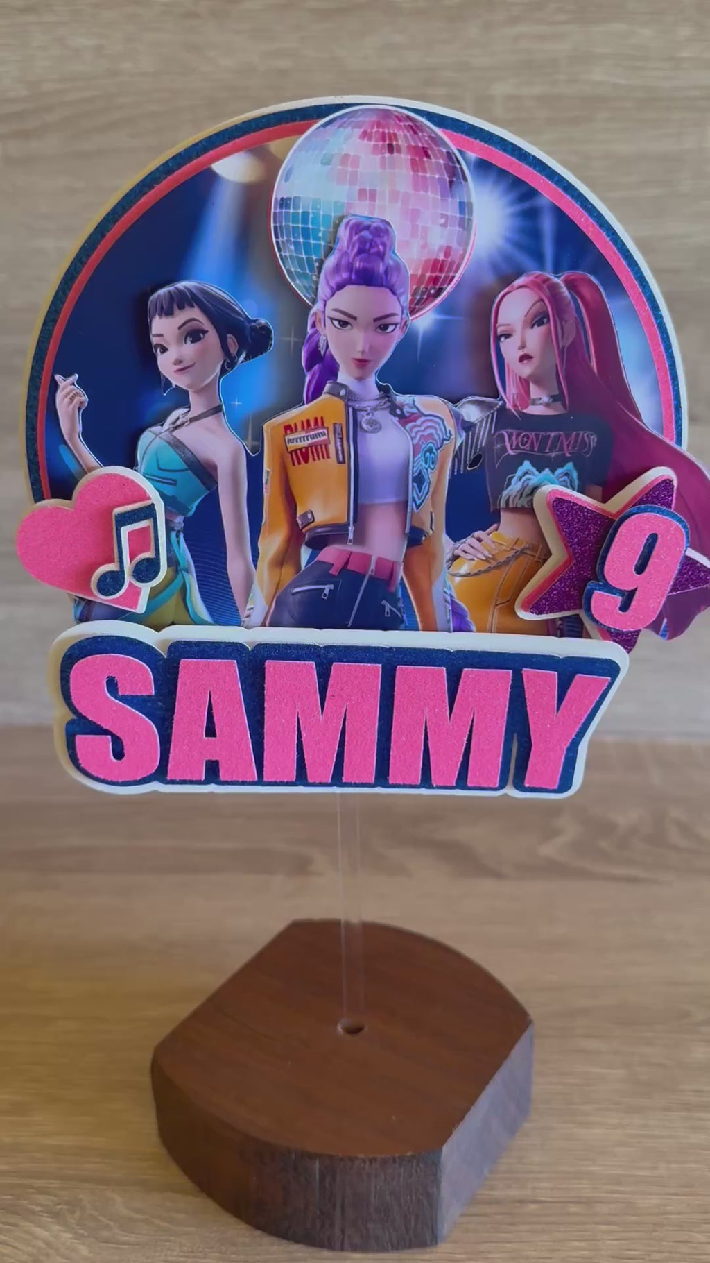 K-Pop Demon Hunters Inspired Cake Topper | Personalised Name & Age Birthday Decoration
