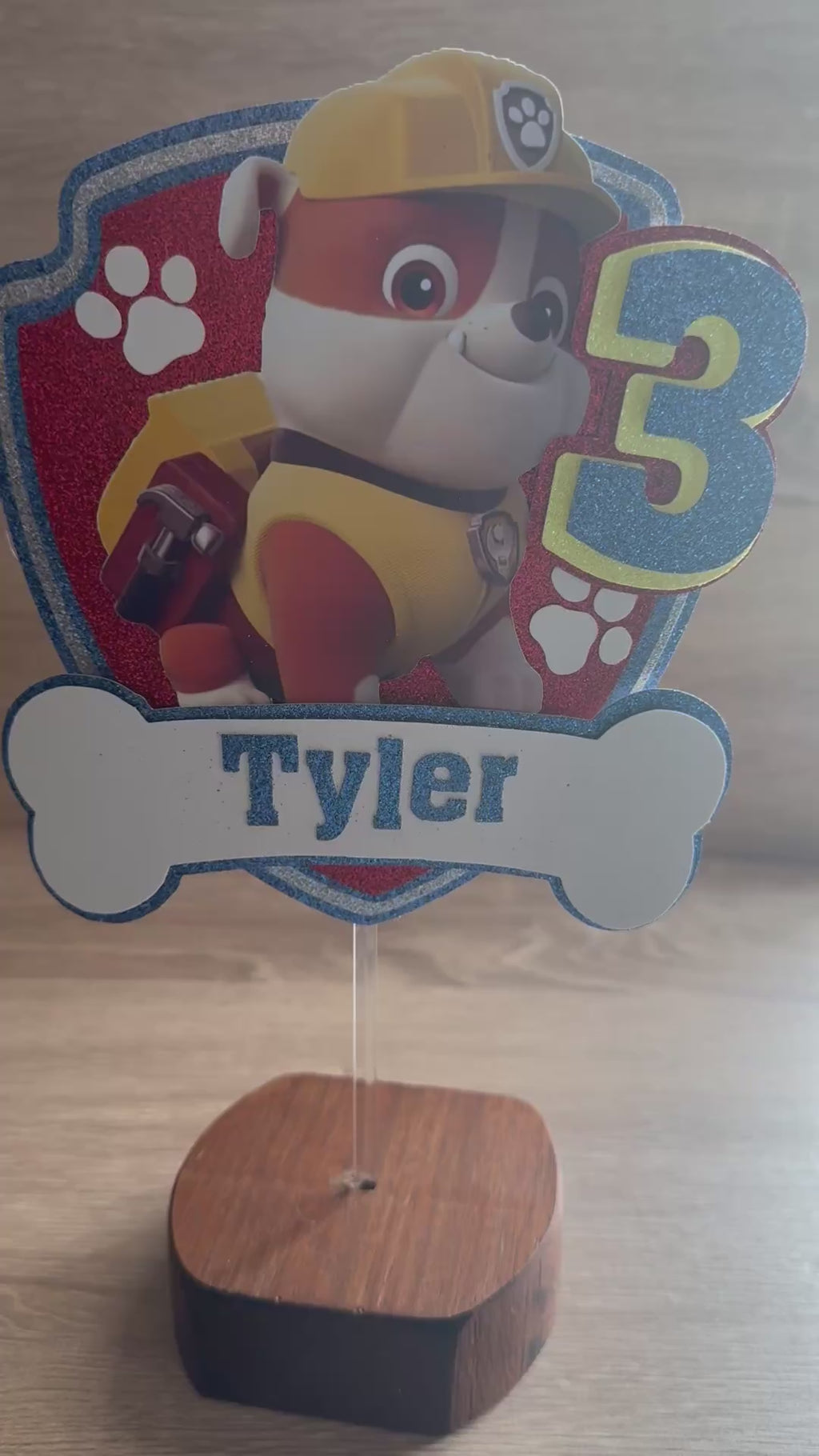 Paw Patrol Cake Topper | Personalised Name & Age Birthday Decoration