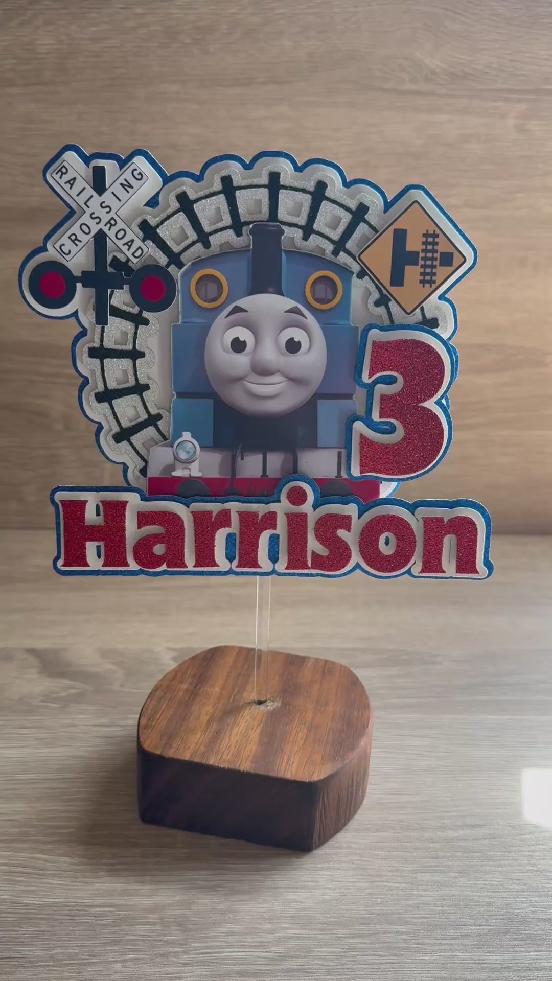 Thomas the Tank Engine Cake Topper | Custom Name & Age Birthday Decoration
