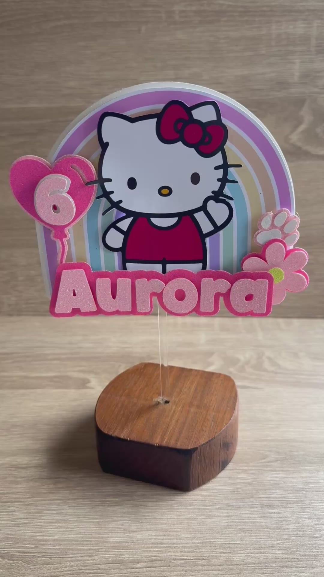 Personalised Hello Kitty Cake Topper – Custom Name & Age Birthday Decoration