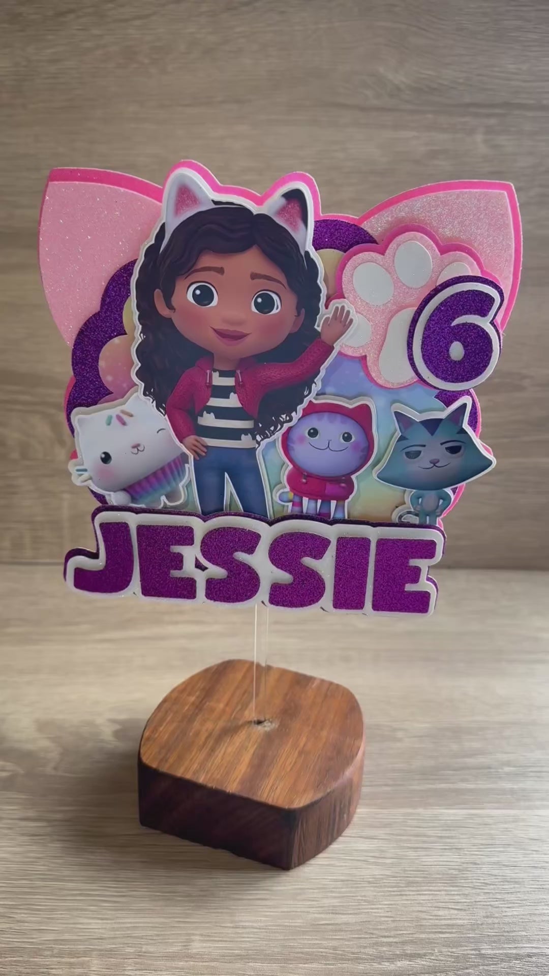 Personalised Gabby's Dollhouse Cake Topper – Custom Name & Age Birthday Decoration