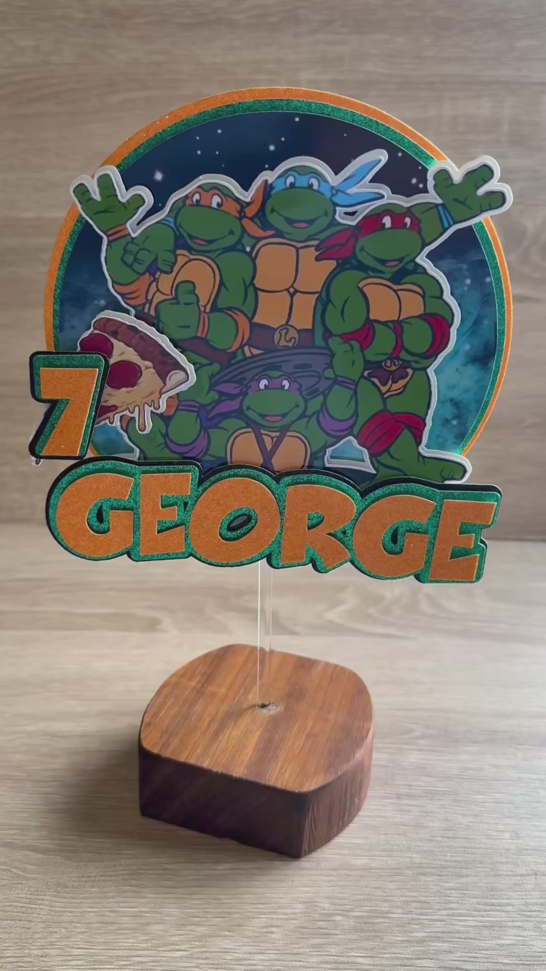 Personalised TMNT Cake Topper – Custom Name & Age Birthday Decoration