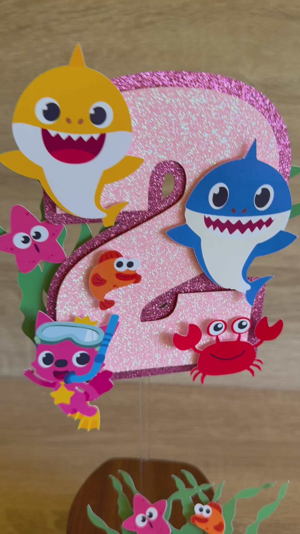 Baby Shark Personalised Cake Topper Set | Custom Name & Age Birthday Decoration