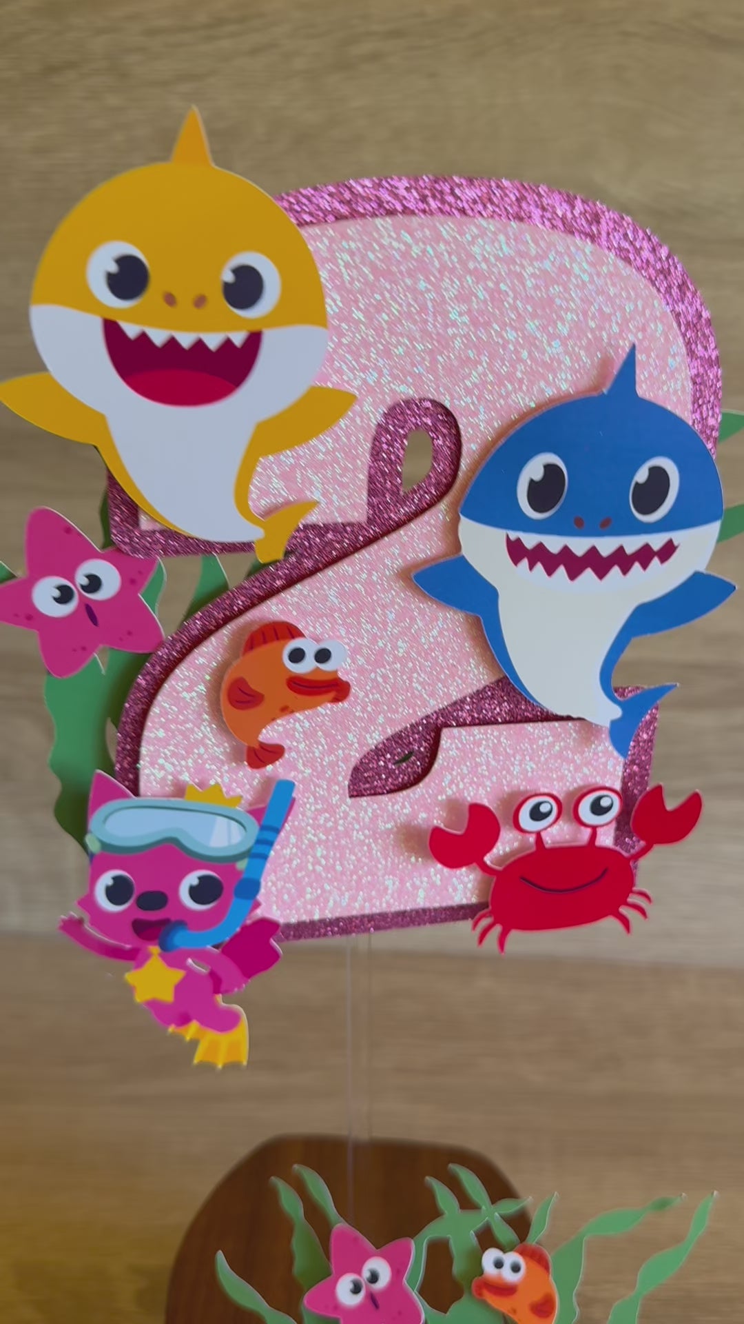 Baby Shark Personalised Cake Topper Set | Custom Name & Age Birthday Decoration