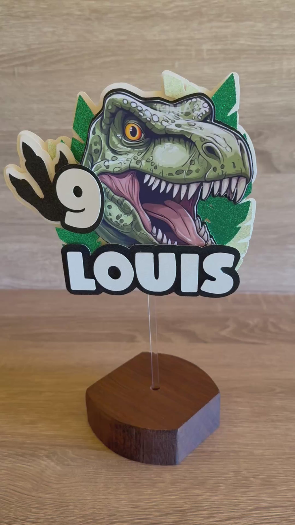 Dinosaur Birthday Cake Topper – Personalised Name & Age Decoration