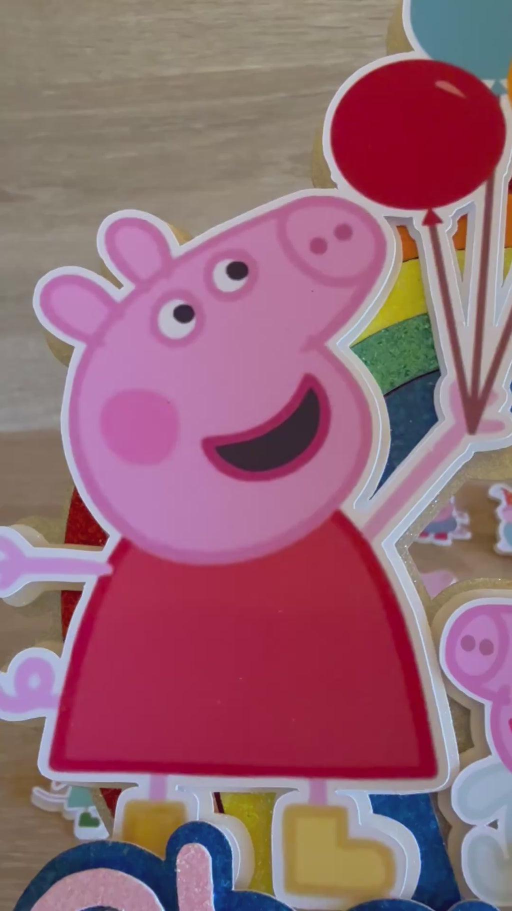 Peppa Pig Rainbow Cake Topper | Personalised Name & Age Birthday Decoration