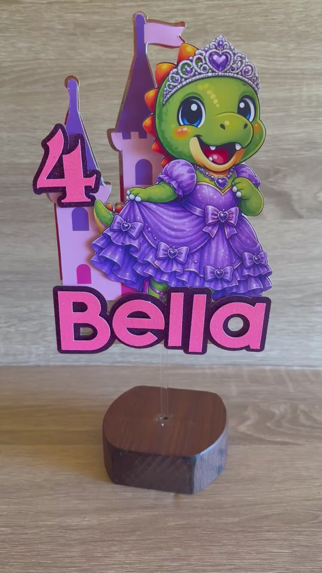 Princess Dinosaur Cake Topper | Personalised Name & Age