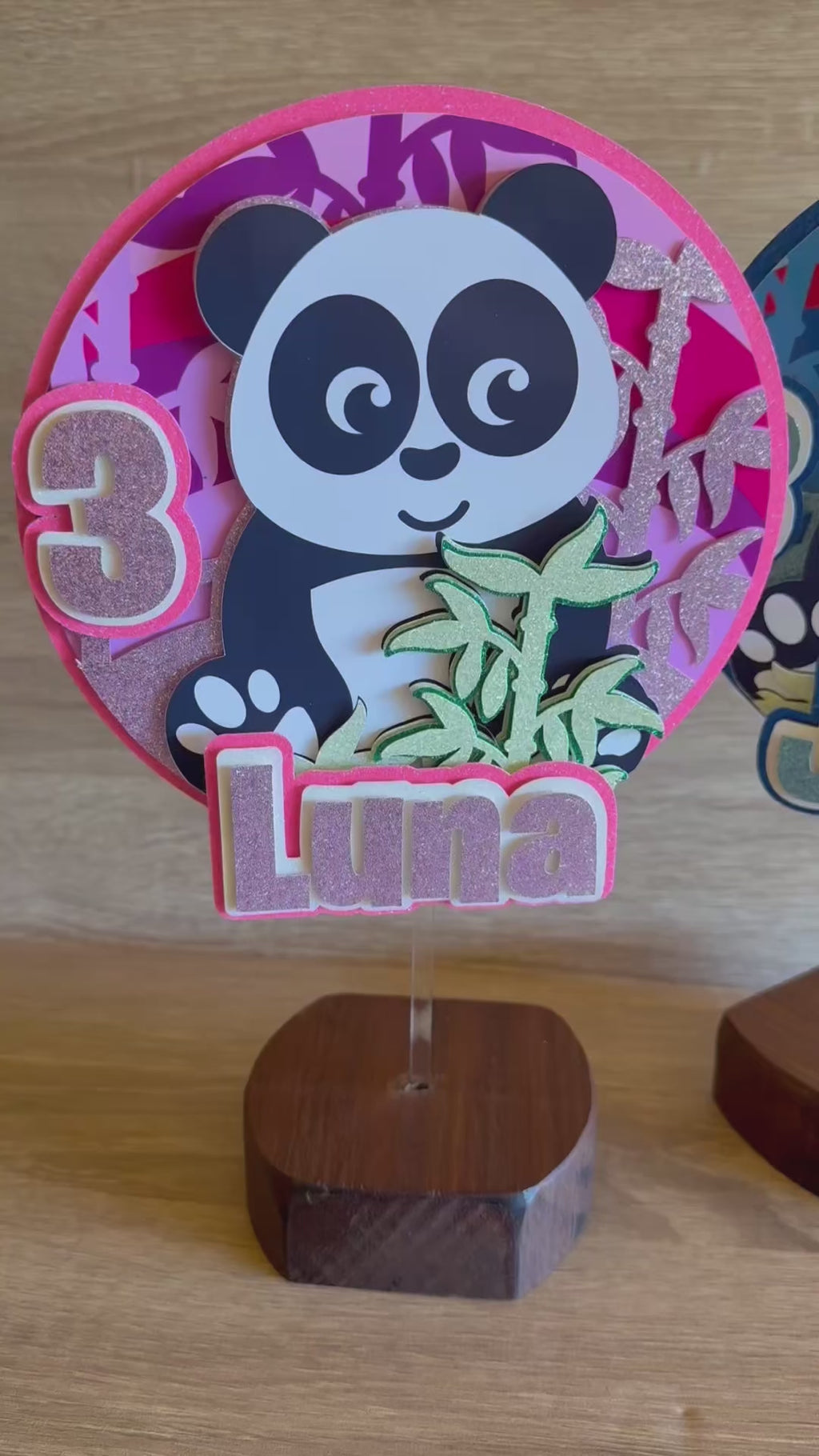 Panda Cake Topper – Personalised Custom Name & Age Birthday Decoration
