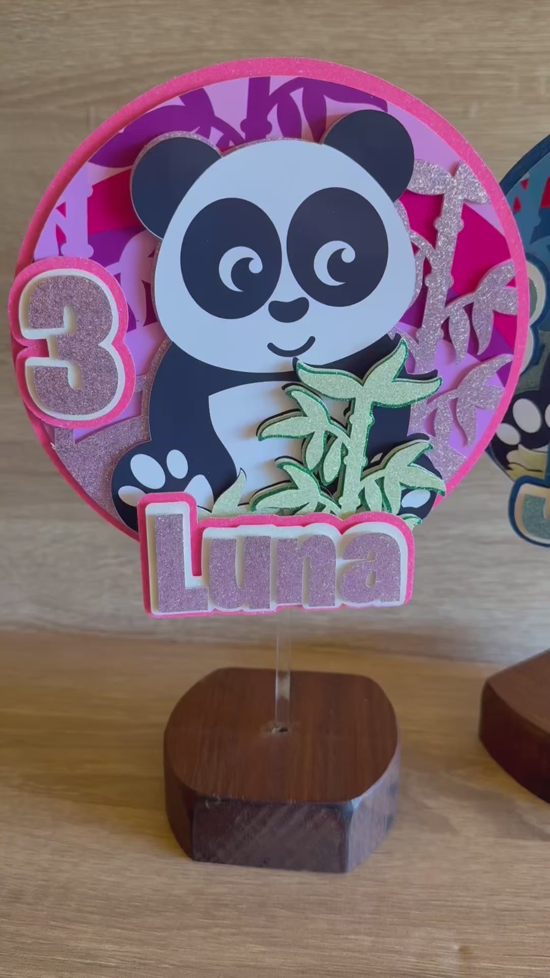 Panda Cake Topper – Personalised Custom Name & Age Birthday Decoration