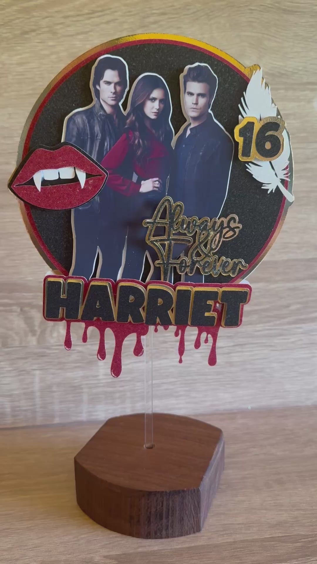 The Vampire Diaries (TVD) Cake Topper | Personalised Birthday Decoration