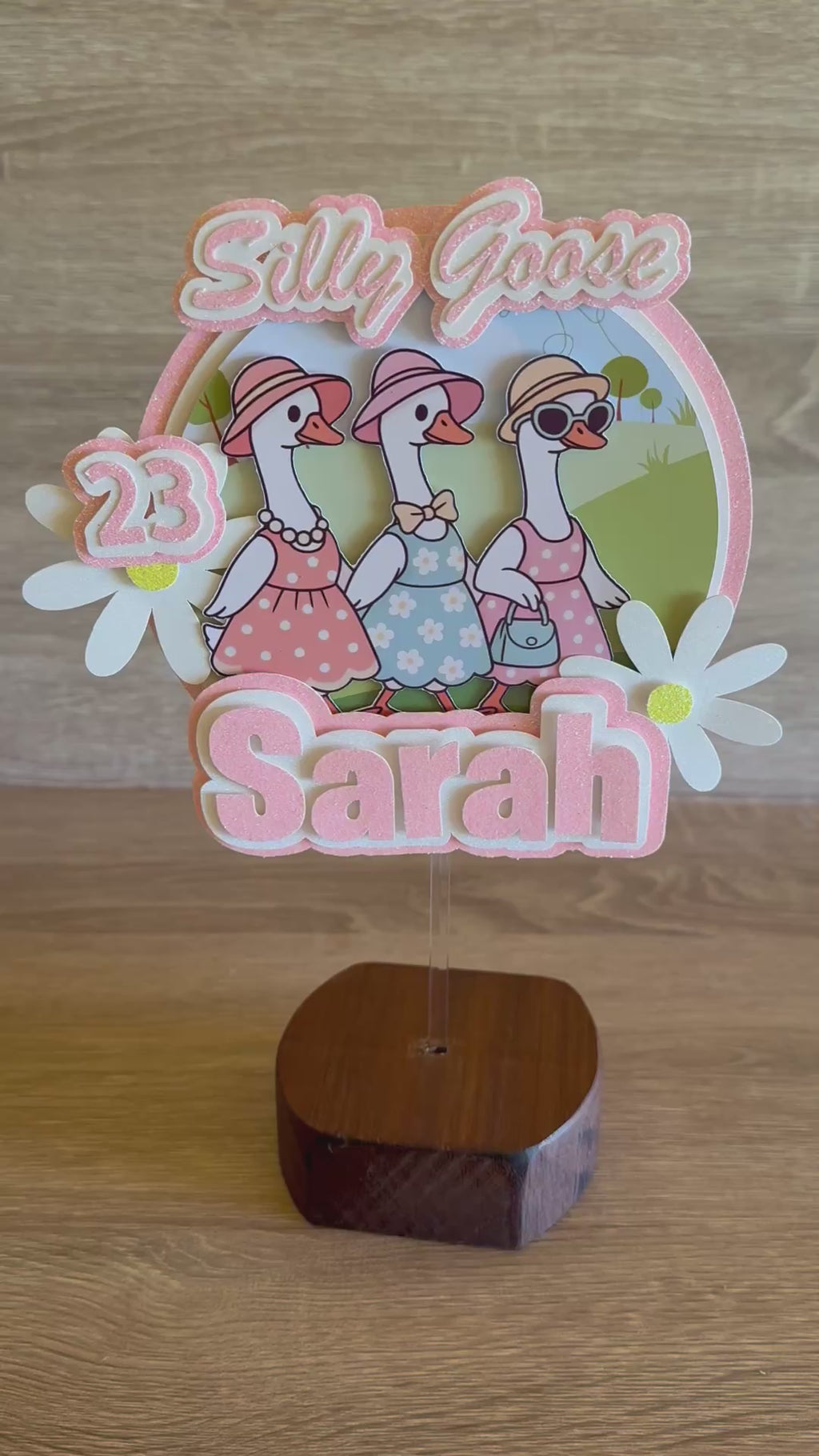Silly Goose Trio Cake Topper – Personalised Name & Age Birthday Decoration