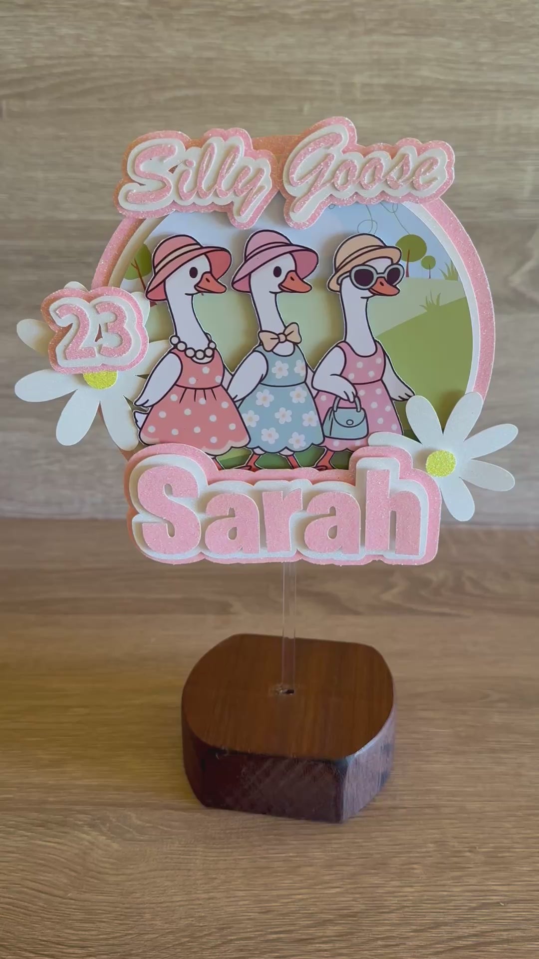 Silly Goose Trio Cake Topper – Personalised Name & Age Birthday Decoration