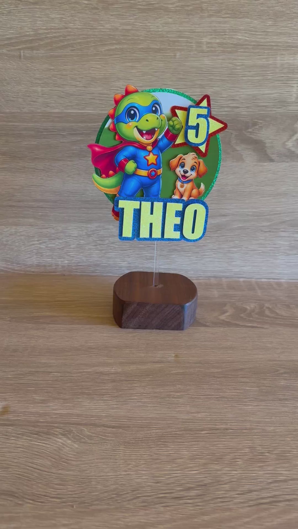 Superhero Dinosaur Cake Topper | Personalised Name & Age
