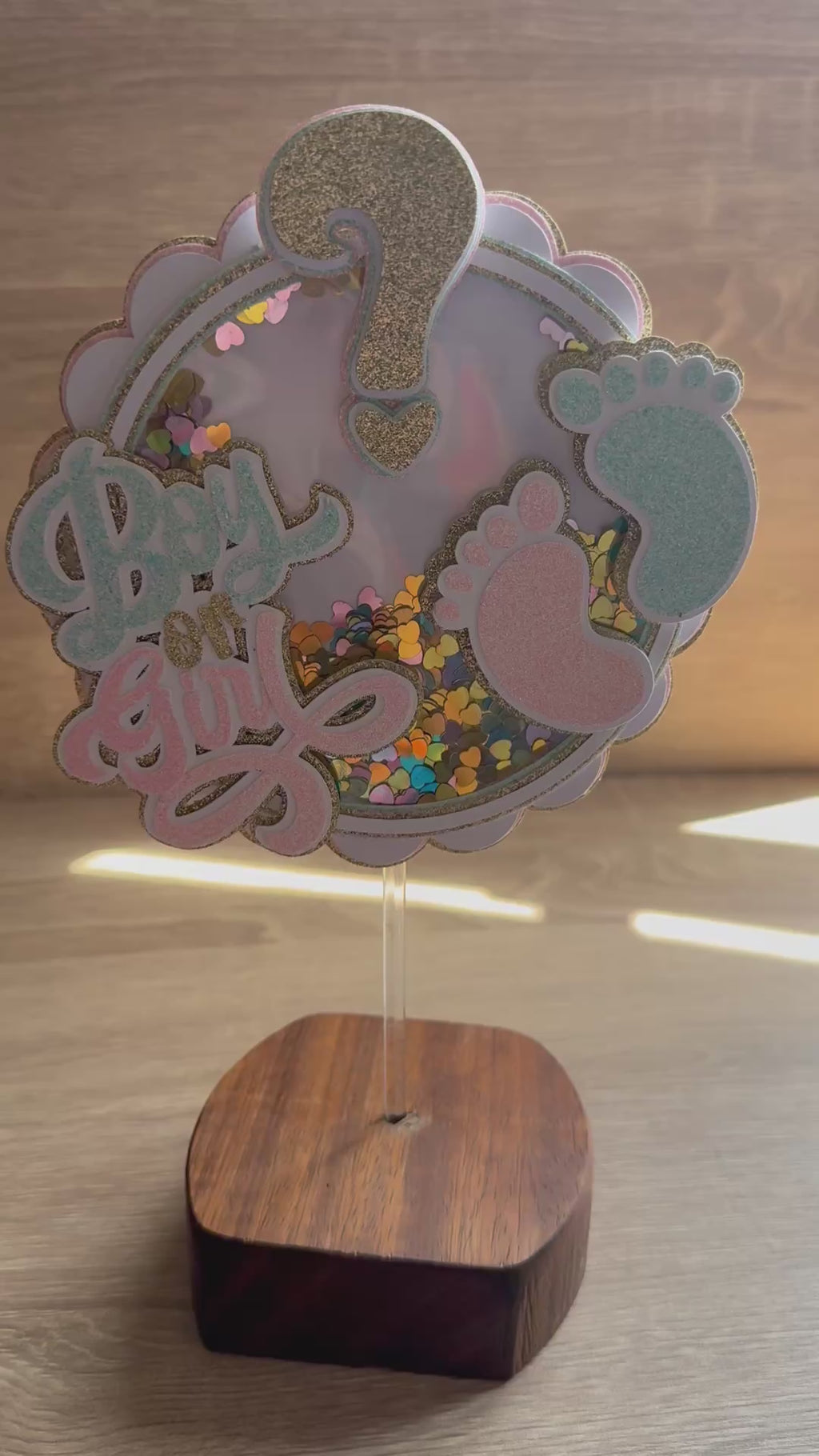 Gender Reveal Shaker Cake Topper | Boy or Girl Baby Shower Decoration