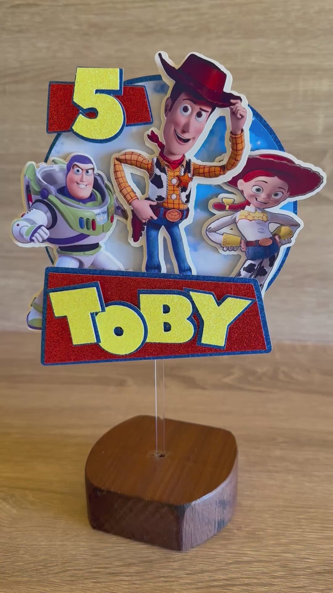 Toy Story 5 Birthday Cake Topper – Personalised Name & Age Decoration