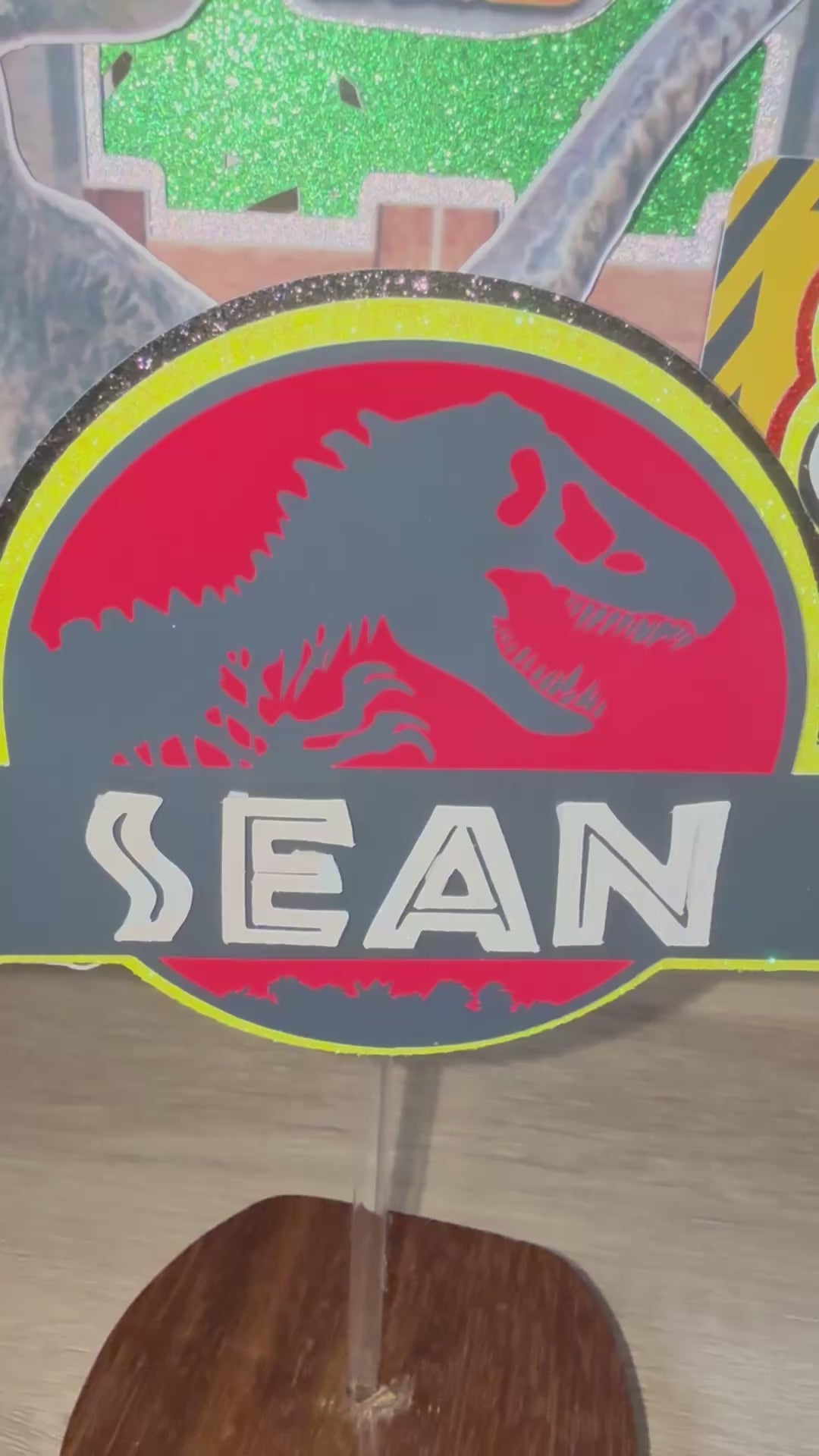 Jurassic World Dinosaur Cake Topper – Personalised Name & Age