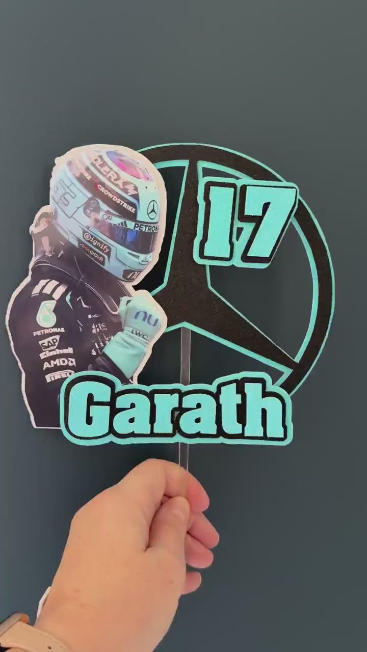 George Russell Personalised Cake Topper | Custom Name & Age Racing Birthday Decoration