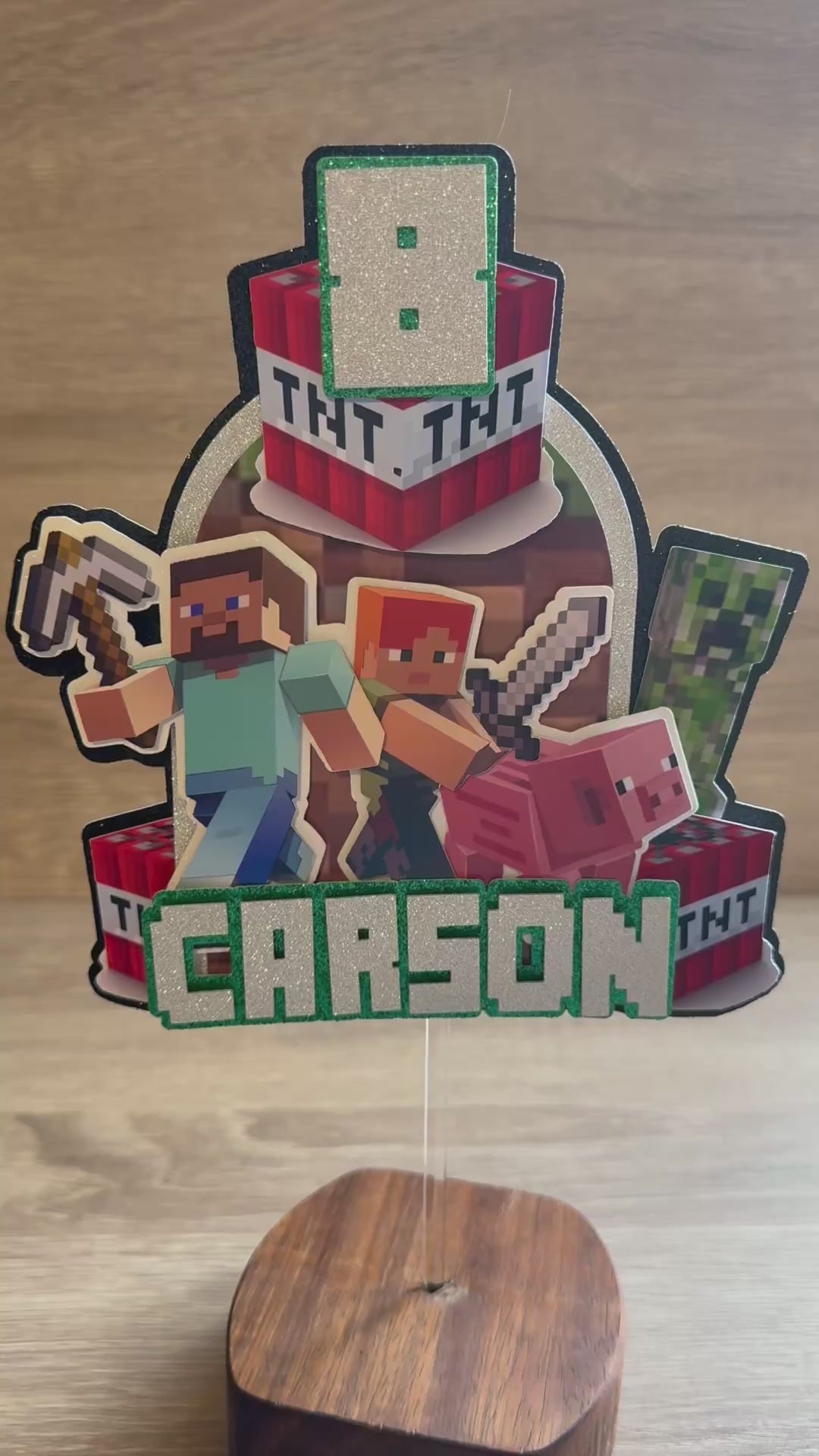 Minecraft Cake Topper | Custom Name & Age Birthday Decoration
